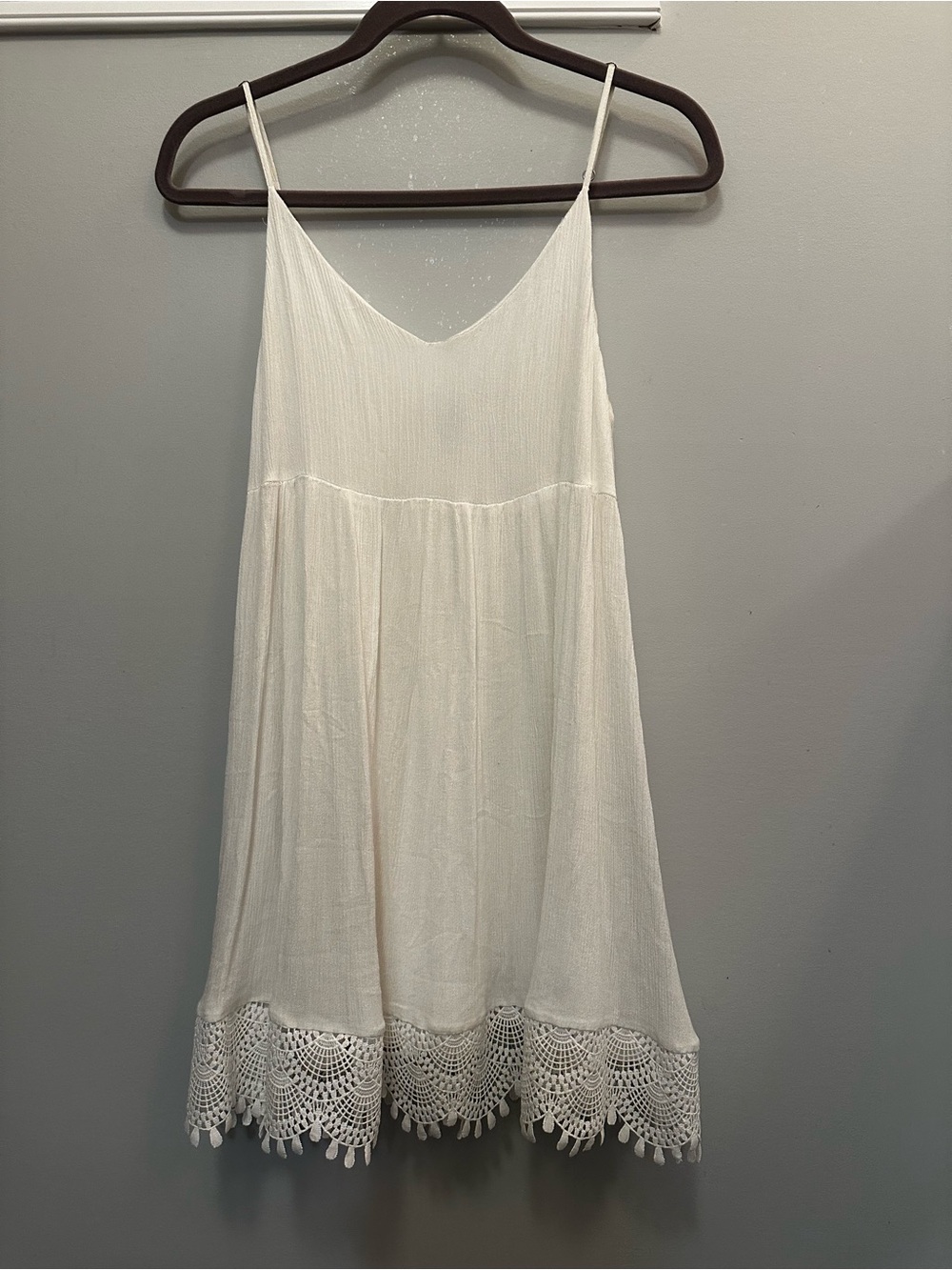 Lulu's White Crochet Hem Slip Dress